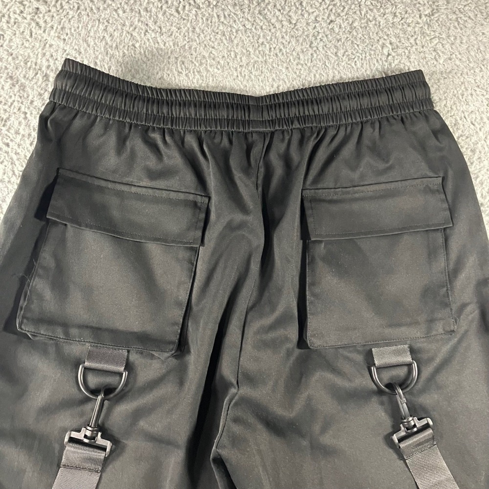 Manfinity Cargo Joggers Mens XL Black Techwear Streetwear Tactical Straps Pants
